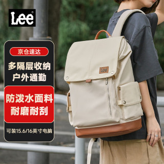 Lee 户外双肩包男登山旅行包大容量背包女书包17寸电脑包 卡其色