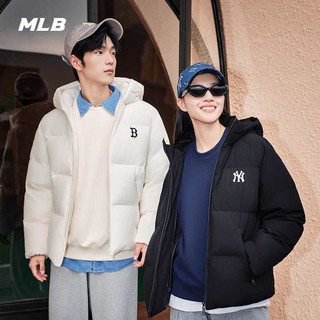 MLB男女连帽加厚羽绒服舒适时尚撞色拼接休闲简约保暖运动上衣 深灰色