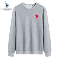 U.S. POLO ASSN.卫衣男保罗秋冬休闲长袖T恤男纯色圆领宽松男士上衣浅灰色L