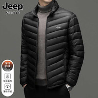 JEEP SPIRIT 吉普轻薄羽绒服男冬季男士保暖外套袄子休闲服短款立领潮流 黑色 2XL （建议140-155斤）