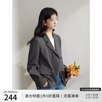 自巧小个子高级感百搭白色西装外套女2024春装职业范西服上衣 霜灰色 XXS (1码)
