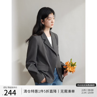 自巧小个子高级感百搭白色西装外套女2024春装职业范西服上衣 霜灰色 M (4码)