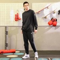 adidas 阿迪达斯 情侣款运动圆领卫衣针织长袖圆领男士卫衣春秋