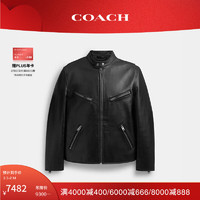 COACH 蔻驰 男士皮革RACER夹克外套 黑色 XL