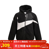 耐克（NIKE）秋冬季青少年仿羊羔绒全长拉链夹克FD4954-010 黑色 M 