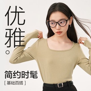 网易严选 含羊绒蛋白肌底衣打底衫加绒打底T恤女 半高领-黑色 M