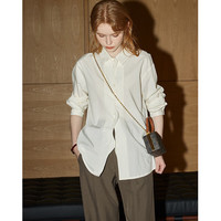 库恩玛维（KUHNARVIN）【莱赛尔面料】翻领长袖衬衫女2024早春新款别致宽松衬衣K53282