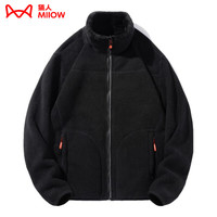 猫人(MiiOW)抓绒衣女男摇粒绒外套秋冬毛衫户外保暖珊瑚绒卫衣加绒双面穿 KY1009A黑色-男 3XL