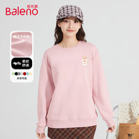 班尼路(Baleno)圆领卫衣女2025年春秋季薄款宽松休闲百搭甜美风初中生长袖上衣 烟粉/口袋黄猫心K XL