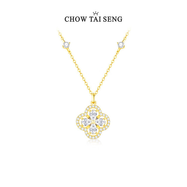 周大生 四叶草项链纯银 金色