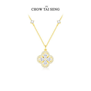 周大生 四叶草项链纯银 金色