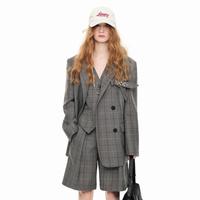 地素春秋专柜复古格纹梭织类西装外套女（尺码偏大）