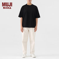 无印良品 MUJI 男女通用 长绒棉 宽版短袖T恤 无性别 男款女款 AB04CC2S 黑色 L-XL