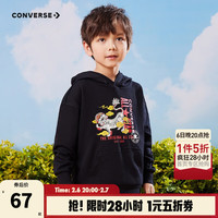 Converse 匡威童装男女童连帽套头卫衣春秋新年款儿童休闲上衣 正黑色 140 /68(S)
