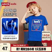 Levi's 李维斯童装男女童短袖T恤夏季儿童大小童纯棉T恤短袖 冲浪蓝 120 /60(6) 120/60