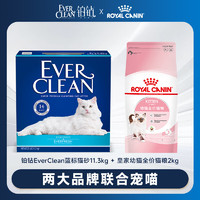 铂钻 EverClean蓝标猫砂11.3kg+皇家K36幼猫猫粮2kg