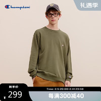 Champion 冠军卫衣男季新款刺绣小Clogo圆领上衣女潮牌复古 军绿色 M