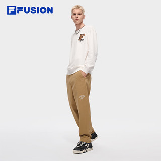 FILA FUSION斐乐潮牌男子套头卫衣2024秋季纯棉针织长袖上衣 云白色-WT 170/92A/M