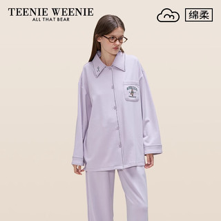 TEENIE WEENIE 小熊睡衣女春秋款长袖2024新款冬季女士纯色家居服 槿紫 L