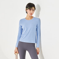 暴走的萝莉服女2024春季速干透气跑步训练吸汗瑜伽服上衣  LLCX20589 青鹭紫 S