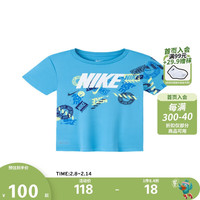 耐克（NIKE）童装男女童短袖T恤夏季儿童休闲上衣 68水瓶蓝 110(5) 