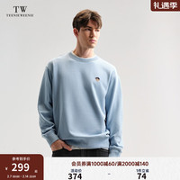 Teenie Weenie Men小熊男装圆领卫衣2024秋装宽松潮流休闲上衣男士 浅蓝色 175/L
