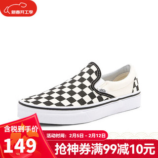 VANS范斯男鞋女鞋 Classic Slip-On黑白棋盘格经典一脚蹬低帮帆布鞋 黑白棋盘格 【44】美码US 10.5码