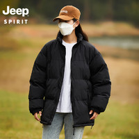 JEEP SPIRIT吉普 棉服男士冬季户外保暖立领棉衣简约厚款防风棉袄面包服 黑色-男女同款 S