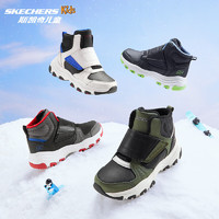 Skechers斯凯奇童鞋男女童棉鞋儿童雪地靴冬加绒鞋防寒靴子8701648L 男童-黑色-多彩色-BKMT 27.5码