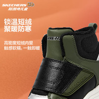 Skechers斯凯奇童鞋男女童棉鞋儿童雪地靴冬加绒鞋防寒靴子8701648L 男童-橄榄色-黑色-OLBK 37码