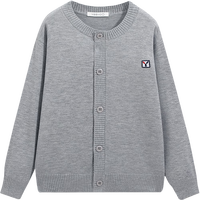 英氏（YEEHOO）儿童毛衣男童针织衫女童毛衫中大童装保暖开衫长袖上衣 浅灰 170 