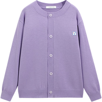 英氏（YEEHOO）儿童毛衣男童针织衫女童毛衫中大童装保暖开衫长袖上衣 紫色 120 
