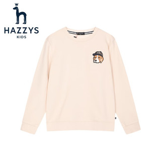 HAZZYS 童装男女童卫衣龙年红品儿童卫衣柔软亲肤舒适百搭休闲圆领卫衣 象牙白 120