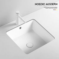陶尔曼 TEM 正方形平底台下盆嵌入式洗手盆家用阳台陶瓷洗脸盆单盆