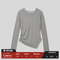 SPAO 韩国同款2024年秋冬女士时尚休闲打底长袖T恤SPLWE49W91 浅灰色 165/88A