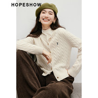 红袖复古绞花针织开衫春季2025女装刺绣正肩圆领休闲气质毛衣外套 黑灰090 L