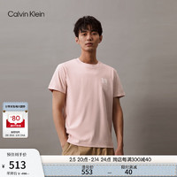 Calvin Klein 卡尔文·克莱恩 Jeans24春夏男士简约镂空字母纯棉休闲圆领短袖T恤J325376 TF6-贝壳粉 S