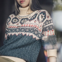 马登 MADEN女装 费尔岛提花毛衣软糯氛围感上衣女套头针织衫秋冬新款