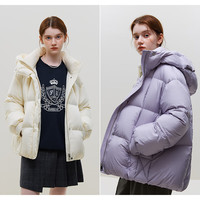 范思蓝恩23FS14128摩登都市连帽短款羽绒服女冬季面包服 都市灰 XXS