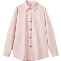 森马 Semir长袖衬衫女中长款宽松2024春菱形提花上衣潮流 红色调00466 155/80A/S