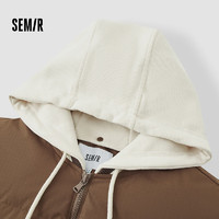 森马（Semir）羽绒服女可脱卸连帽撞色学院风冬季字母宽松肌理外套休闲潮酷 咖啡（灰鸭绒）A51211 155/80A/S