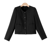 晚白2025春季新款时尚简约气质小个子穿搭毛呢上衣百搭休闲短款外套女