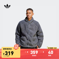 adidas 阿迪达斯 三叶草男装冬季加绒加厚运动夹克外套IJ0716 深灰 AS