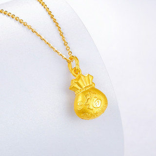 ZHOU LIU FU 周六福 黄金吊坠 福袋吊坠 代代平安