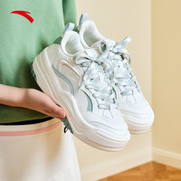 安踏波浪鞋丨透气低帮板鞋女春滑板鞋百搭运动鞋子女鞋 象牙白/浅青灰-2 38.5