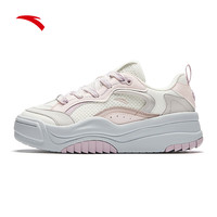 安踏波浪鞋丨透气低帮板鞋女春滑板鞋百搭运动鞋子女鞋 象牙白/余粉白/一度灰-4 40