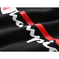 美版Champion冠军圆领套头竖排logo印花男女卫衣无帽潮牌打底衫秋冬款 黑色（竖版logo印花加绒卫衣） L码（美版偏大，尺码客服）