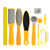 美家生活修脚10件套装磨脚工具去死皮不锈钢脚板锉搓脚板刮脚后跟磨脚石 磨脚修脚10件套装