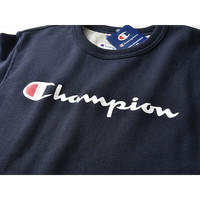 美版champion草写经典logo圆领卫衣宽松春季男女套头衫秋冬季多色美潮流卫衣 藏蓝色 M码-美版尺码偏大客服尺码