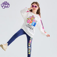 小马宝莉女童休闲卫衣2025春中大童女孩卡通印花套头衫白色圆领上衣潮 白色 150